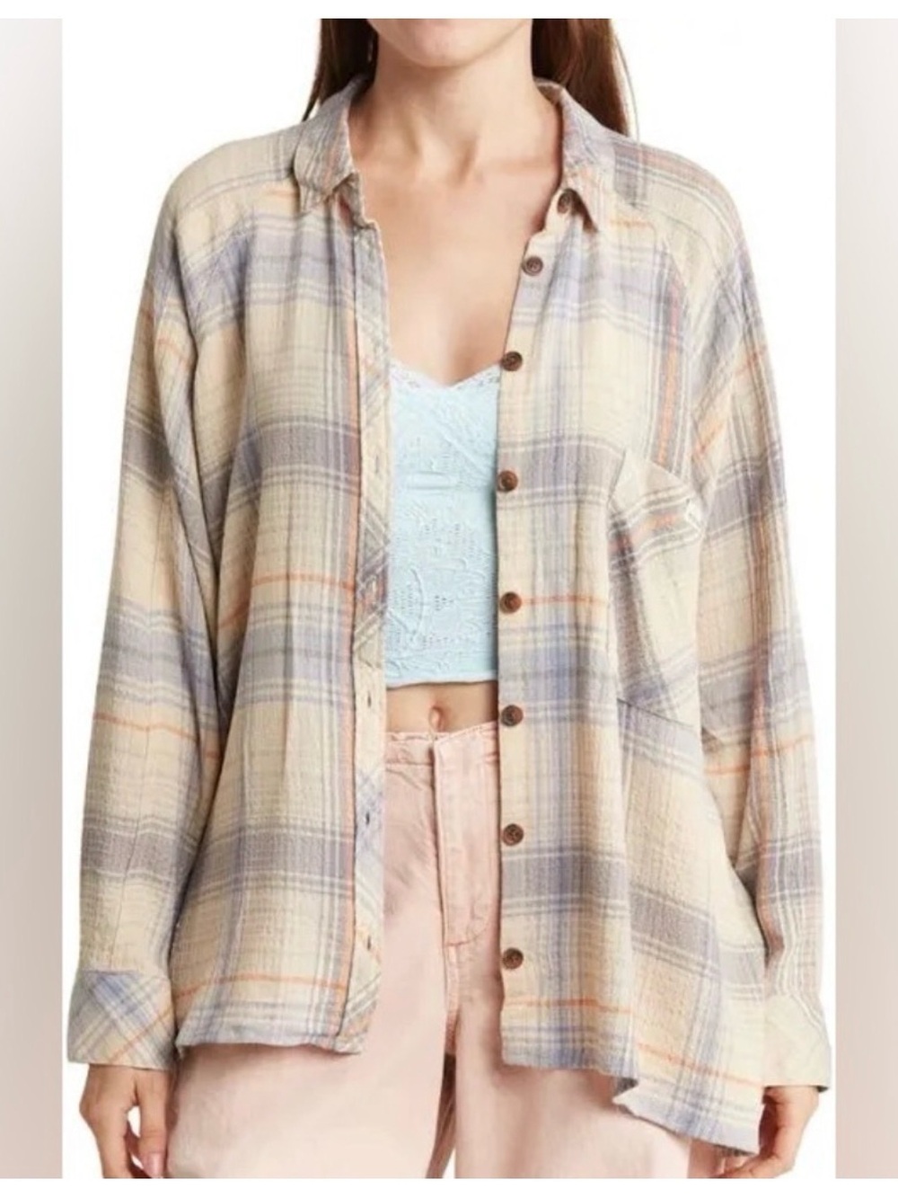 BDG Cream Plaid Button-Down Shirt